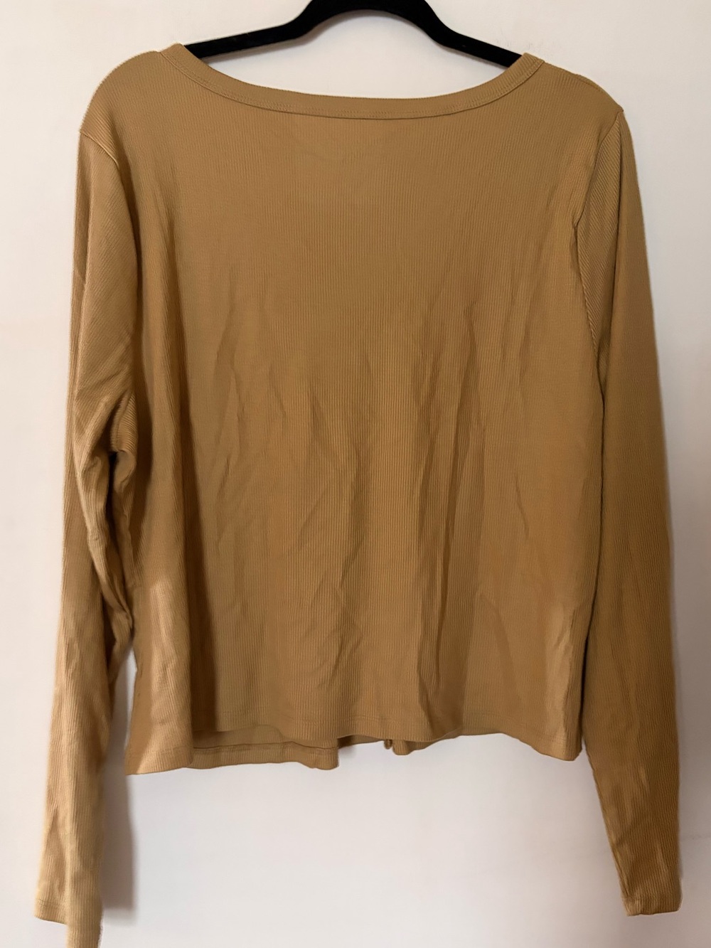 Target Ribbed V-Neck Button-Front Top Tan 1X - Picture 3 of 4